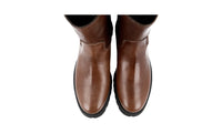 Prada Women's Brown Heavy-Duty Rubber Sole Leather Half-Boot 1U062L