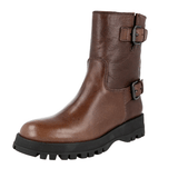 Prada Women's Brown Heavy-Duty Rubber Sole Leather Half-Boot 1U062L