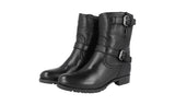 Prada Women's Black Heavy-Duty Rubber Sole Leather Half-Boot 1U292E