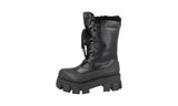 Prada Women's Black Leather Monolith Shearling Lammfell Winter Boots 1U363M