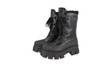 Prada Women's Black Leather Monolith Shearling Lammfell Winter Boots 1U363M