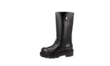 Prada Women's Black Leather Shearling Fur Lammfell Winter Boots 1U635N