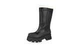 Prada Women's Black Leather Monolith Shearling Lammfell Winter Boots 1W380M