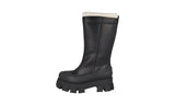 Prada Women's Black Leather Monolith Shearling Lammfell Winter Boots 1W380M
