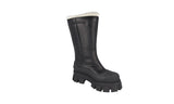 Prada Women's Black Leather Monolith Shearling Lammfell Winter Boots 1W380M