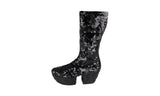 Prada Women's Black Leather Sequin Pailettes Platform Boots 1WP138