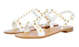 Prada Women's White Leather Roman Gladiator Sandals 1X015F