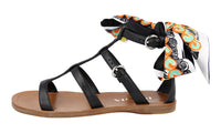 Prada Women's Black Leather Gladiator Roman Sandals 1X096M