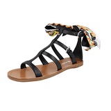 Prada Women's Black Leather Gladiator Roman Sandals 1X096M