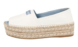 Prada Women's White Leather Platform Espadrilles 1X3341
