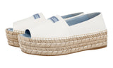 Prada Women's White Leather Platform Espadrilles 1X3341