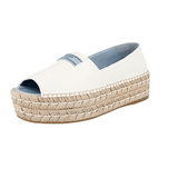 Prada Women's White Leather Platform Espadrilles 1X3341