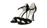 Prada Women's Black Leather Crystal High Heel Pumps / Heels 1X571F