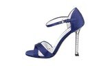 Prada Women's Blue Leather Crystal Sandals Pumps / Heels 1X571F