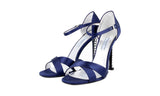 Prada Women's Blue Leather Crystal Sandals Pumps / Heels 1X571F
