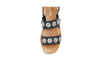 Prada Women's Black Leather Crystal Roman Sandals 1X642G