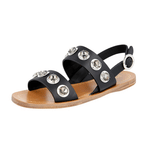 Prada Women's Black Leather Crystal Roman Sandals 1X642G