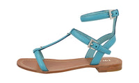 Prada Women's Turquoise High-Quality Saffiano Leather Sandals 1X904E