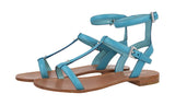 Prada Women's Turquoise Saffiano Leather Sandals 1X904E