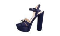 Prada Women's Blue Leather Crystal Platform Sandals 1XP02A