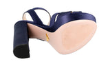 Prada Women's Blue Leather Crystal Platform High Heels Sandals 1XP02A