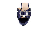 Prada Women's Blue Leather Crystal Platform High Heels Sandals 1XP02A