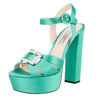 Prada Women's Turquoise Leather Sandals 1XP02A