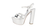 Prada Women's Silver Leather Crystal Platform High Heels Pumps / Heels 1XP800