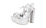 Prada Women's Silver Leather Crystal Platform High Heels Pumps / Heels 1XP800