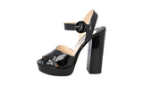 Prada Women's Black Leather Platform Pumps Sandals High Heels Pumps / Heels 1XP882