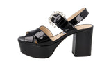 Prada Women's Black Leather Sandals 1XP97A