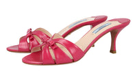 Prada Women's Pink High-Quality Saffiano Leather Sandals 1XX114