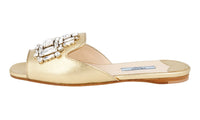 Prada Women's Gold Saffiano Leather Sandals 1XX148