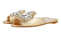 Prada Women's Gold High-Quality Saffiano Leather Sandals 1XX148