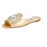Prada Women's Gold Saffiano Leather Sandals 1XX148