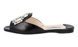 Prada Women's Black Saffiano Leather Sandals 1XX148