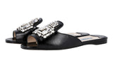 Prada Women's Black Saffiano Leather Sandals 1XX148