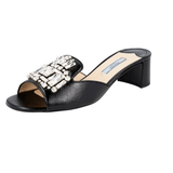 Prada Women's Black Saffiano Leather Sandals 1XX148