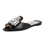 Prada Women's Black Saffiano Leather Sandals 1XX148