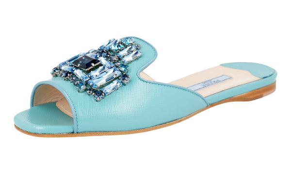 Prada Women's 1XX148 3G70 F0360 Saffiano Leather Leather Sandals