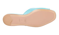 Prada Women's Turquoise Saffiano Leather Crystal Slides Sandals 1XX148