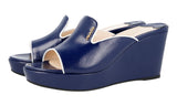 Prada Women's Blue Saffiano Leather Sandals 1XX168