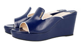 Prada Women's Blue High-Quality Saffiano Leather Sandals 1XX168