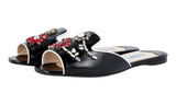 Prada Women's Black High-Quality Saffiano Leather Sandals 1XX237