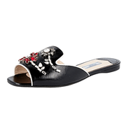 Prada Women's Black Saffiano Leather Sandals 1XX237