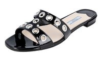 Prada Women's Black Leather Sandals 1XX250