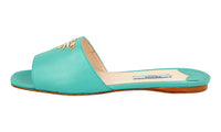 Prada Women's Turquoise High-Quality Saffiano Leather Sandals 1XX297