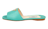 Prada Women's Turquoise High-Quality Saffiano Leather Sandals 1XX297
