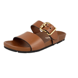 Prada Women's Brown Leather Slides Mules Sandals 1XX354