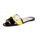 Prada Women's Multicoloured Leather Crystal Brooch Sandals 1XX366